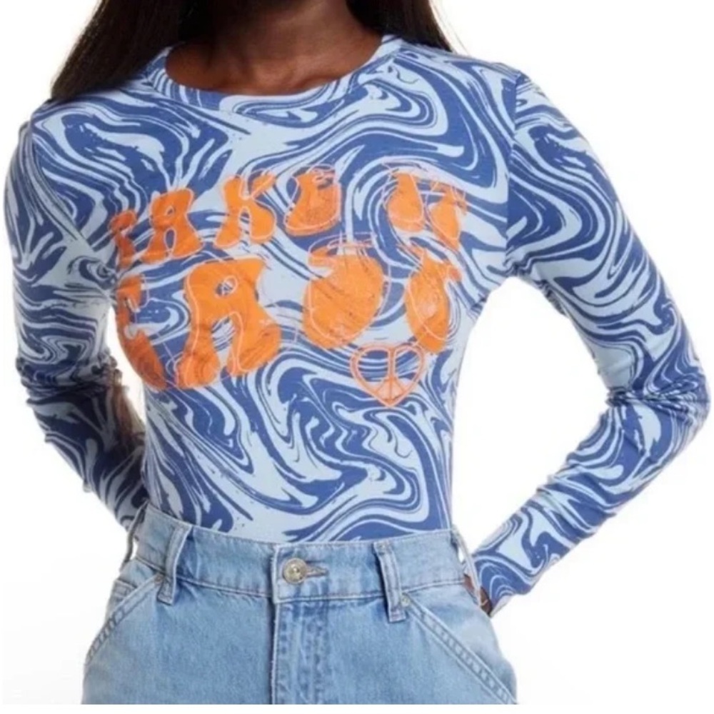 Urban Outfitters Bdg swirled “take it easy” retro top m